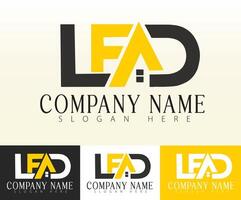 Initials LEAD are integrated into a house icon and a simple editable design. vector