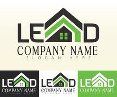 The house icon serves as the foundation for integrating the initials LEAD into the design. vector
