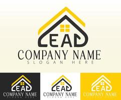 A house icon is used to seamlessly merge with the initials LEAD in the logo concept. vector