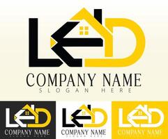 The initials LEAD are creatively integrated into a house icon for a unique logo design. vector