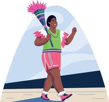 A character doing a traditional parade walk, flat illustration vector