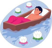 A character taking a floating spa, flat style illustration vector