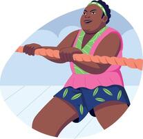 A character playing a tug war, flat style illustration vector