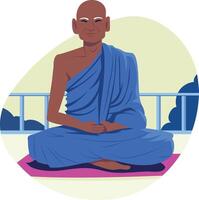 A flat style illustration of a monk character vector