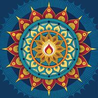 a colorful mandala with a flame in the center vector