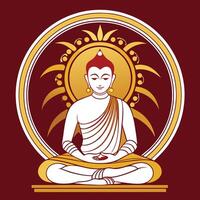 the buddha is sitting in meditation in a lotus position vector