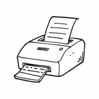 Hand Drawn Illustration of a Desktop Printer with Paper Sheet vector