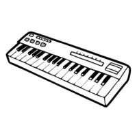 Outline Illustration of a Digital MIDI Keyboard Synthesizer for Music Production vector