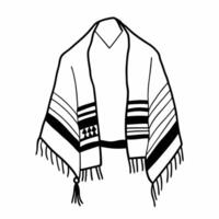Black and White Tallit Shawl Illustration Traditional Prayer Garment Art vector