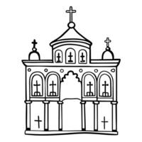 Hand Drawn Church Illustration Unique Religious Building Line Art vector