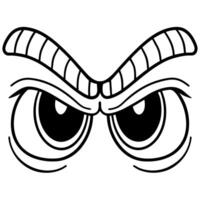 Aggressive eyebrows and eyes illustration intense expression concept, bold black lines, simple vector