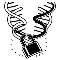 dna double helix secured with a padlock genetic data protection, privacy, and cybersecurity in biotechnology vector