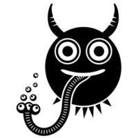 monster with horns and long tongue whimsical, fun character design with playful eyes and spikes vector