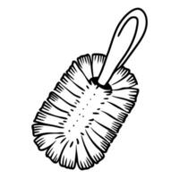 Illustration of cleaning brush with handle black and white sketch, bristles and ergonomic design vector