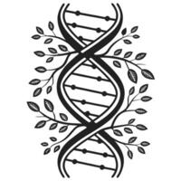Dna double helix with intertwining branches, nature and science fusion, genetic growth concept vector