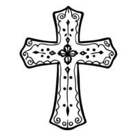Intricate Ornamental Cross Design with Bold Black s for Art vector