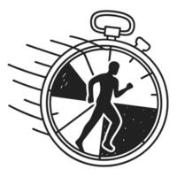 runner inside stopwatch symbolizing speed, time management, and athletic efficiency conceptual illustration for sports and punctuality vector