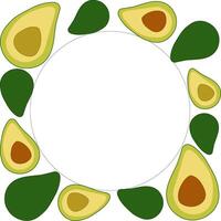 Avocado circle round Frame in square. Avocado flat Background with Space for Text. Vegetable background for banners, print for fabric, labels, t-shirt printing. Eat green vector