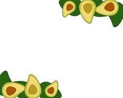 Avocado rectangle composition Frame. Avocado flat Background with Space for Text. Banner, poster, wrapping paper, sticker, print, modern textile design. Eat green vector