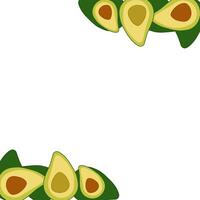 Avocado square Frame. Avocado flay Background with Space for Text. Banner, poster, wrapping paper, sticker, print, modern textile design. Eat green vector