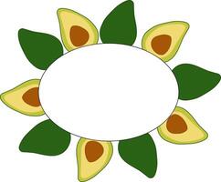 Avocado oval Frame. flat Avocado Background with Space for Text. Ideal for menu, package, cosmetic, textile, cards For logo, web, package, sticker. Eat green vector