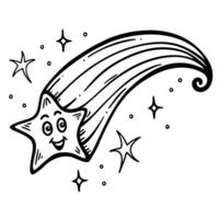 Smiling shooting star with magical twinkling stars vector