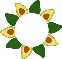 Avocado circle round frame. Flat template for banners, print for fabric, labels, t-shirt printing. Eat green vector