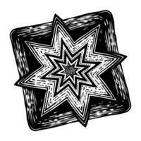 Abstract geometric star pattern in black and white, intricate optical illusion design vector