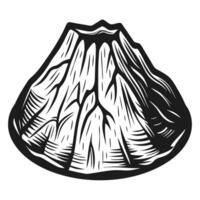 illustration of a volcano, black and white etching style, detailed geological feature, eruption concept vector