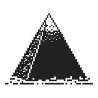 pixelated pyramid icon simplified digital design, abstract geometric shape, black and white, retro aesthetic vector