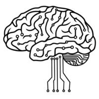 Futuristic brain with circuit pattern illustrating ai and neural connections vector