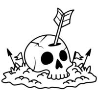 skull with arrows illustration bone representation, mystery, danger, and adventure concept vector