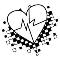 pixelated heart with heartbeat line abstract digital love concept, fragmented squares design vector