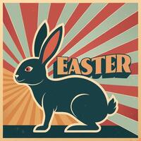 an easter poster with a rabbit on it vector