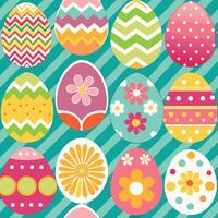 easter eggs on a striped background vector