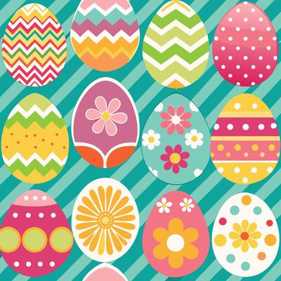 easter eggs on a striped background