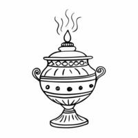 Elegant Line Art of a Steaming Ornate Incense Burner vector