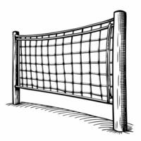 Hand Drawn Volleyball Net Illustration Black and White Sketch Art vector
