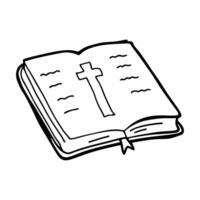 Open Book with Cross and Lines Religious Illustration for Faithful Inspirations vector