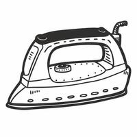 Vintage Black and White Illustration of Household Iron for Laundry Design vector