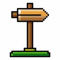 Retro Pixel Art Signpost Icon Vintage Style Directional Arrow Design for Digital Games vector
