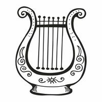 Elegant Vintage Lyre Illustration with Intricate Ornamentation vector