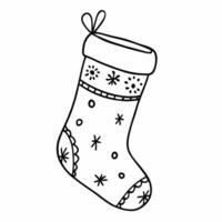 Hand Drawn Christmas Stocking with Snowflakes and Patterns vector
