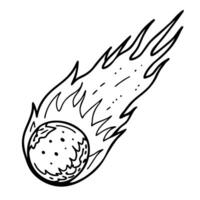 Dynamic Black and White Meteor Illustration with Fiery Trail vector