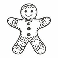 Smiling Gingerbread Man Illustration with Decorative Icing Patterns vector