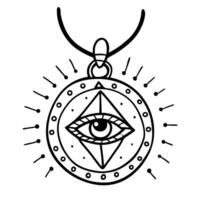 Mystical Eye Pendant with Geometric Design Illustration vector