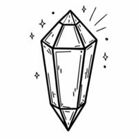 Hand Drawn Crystal Illustration with Sparkling Elements in Black and White vector