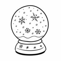Hand drawn Snow Globe with Snowflakes Illustration for Winter and Holiday Themes vector