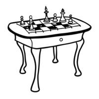 Illustration of a Chessboard Table with Chess Pieces vector