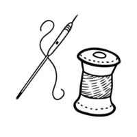 Sewing Needle and Thread Spool Illustration for Crafting Projects vector
